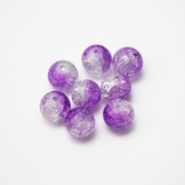 Sklenené praskačky 10 mm fialovo biele