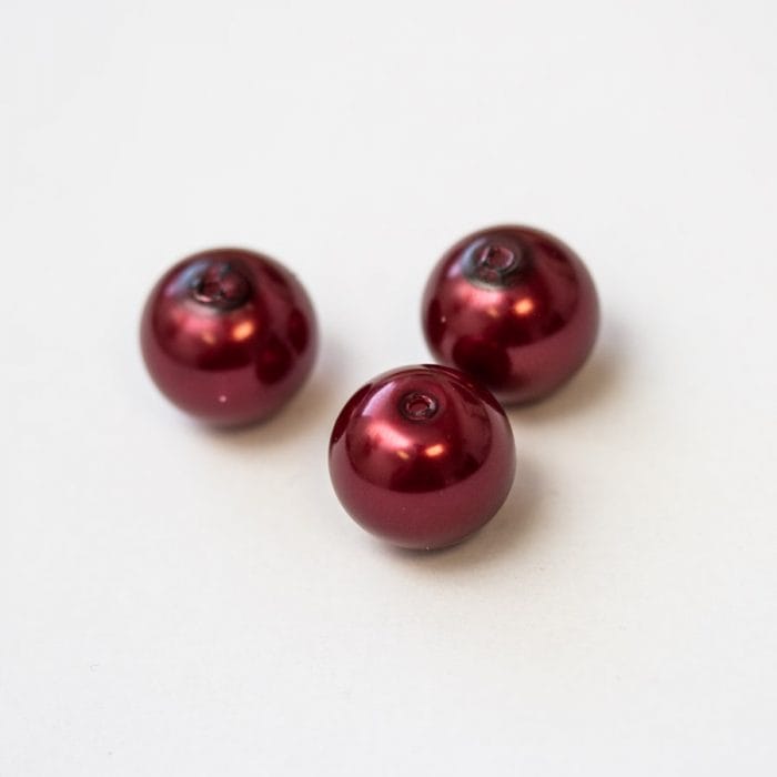 Sklenené korálky 14 mm bordové