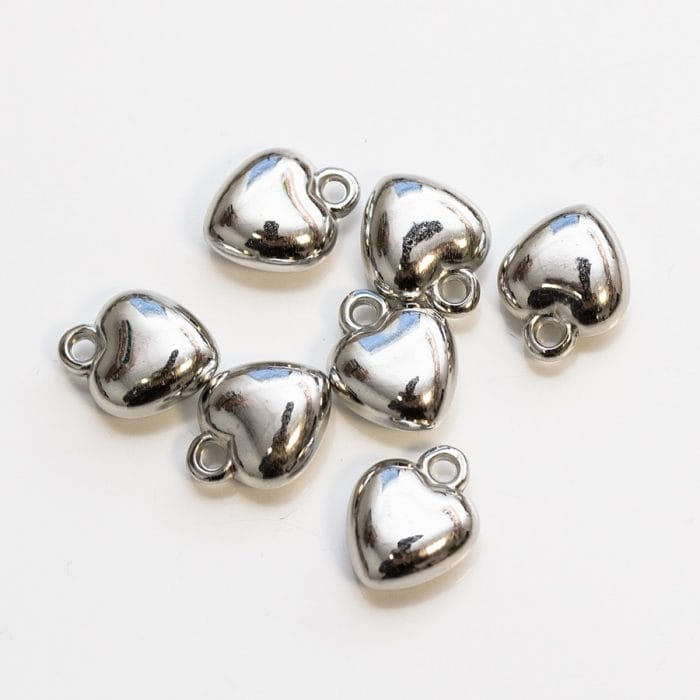 Srdiečka postriebrené 11 x 14 mm