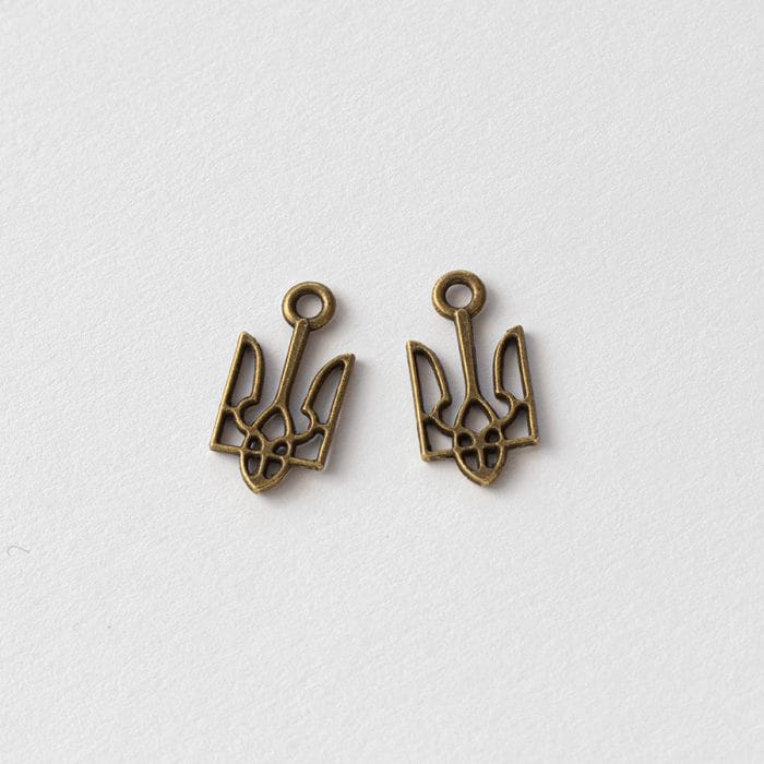 Kovový prívesok trojzubec 9,5 x 18 mm farba bronz